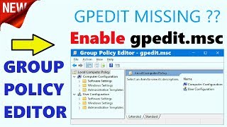 gpeditmsc Windows 10 Missing  Not Found in Windows 8  7  How to Enable Group Policy Editor [upl. by Assiled676]