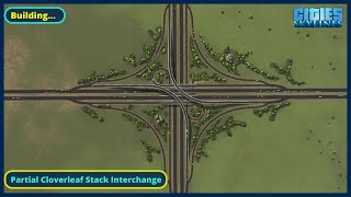 An interchange that absolutely DESTROYS traffic  Partial Cloverleaf Stack  Cities Skylines [upl. by Eerb522]