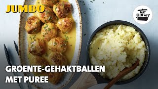 Wat eten we Groentegehaktballen met aardappelpuree [upl. by Hatty]