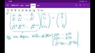 MATH 219 Video 11 Basis theory of systems of first order linear ODEs [upl. by Yraunaj]