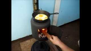 Cooking Eggs on the Little Homemade Potbelly Stove [upl. by Silvana]