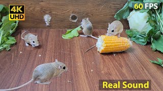 8 hour Cat TV mouse in jerry hole fun  Mouse squabble playing hide and seek for food 4k UHD [upl. by Arikat]