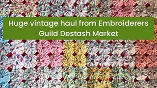 Huge vintage fabric linen doily amp fibre haul from Embroiderers Guild Destash Market vintagehaul [upl. by Innig924]