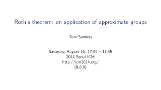 ICM2014 VideoSeries IL89 Tom Sanders on Aug16 [upl. by Nala]