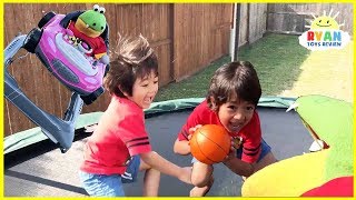 Kids Playtime chasing with Gus The Gummy Gator Pretend Play Family Fun Trampoline Jumping [upl. by Emmalyn797]