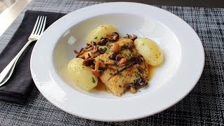 PanRoasted Halibut with Mushrooms amp Lemon Butter Sauce  Fast amp Easy Halibut Recipe [upl. by Kcirad]