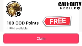 LEGIT FREE 100 COD POINTS FOR EVERYONE  COD MOBILE [upl. by Adniuqal]