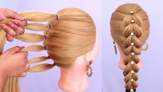 Elegant ponytail hairstyle for long hair  party wear ponytail hair style  simple hairstyle [upl. by Negyam441]