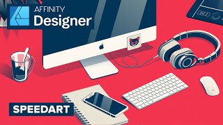 Isometric vector desk Illustration process in Affinity Designer [upl. by Ruttger]