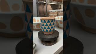 Triangle stickersceramic clay pottery wheelthrown [upl. by Aitnom]