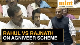 Rahul Gandhi Raises Agniveer Scheme In Lok Sabha Parliament Erupts As Rajnath Singh Counters Him [upl. by Ham531]