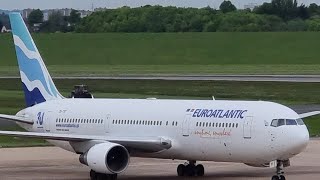 EuroAtlantic Airways Boeing 767 Lisbon  Birmingham [upl. by Nylirak]