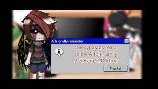 Creepypastas react to Afton Family 25 EvanCC Afton [upl. by Araem]