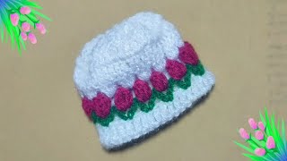 crochet baby cap🧢  woolen cap design [upl. by Barbabra153]