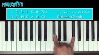 Key of D Diatonic Chords on Piano [upl. by Nennerb]