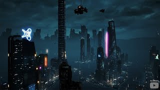 ASMR Cyberpunk Future City Aerial Sound Music Ambience 7 Hours 4K  Sleep Relax Focus Chill Dream [upl. by Atteuqnas691]