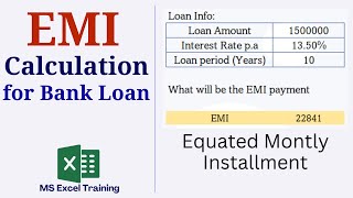 EMI Calculation in Excel  Equated Monthly Installment Payment for Bank Loan [upl. by Latrell]