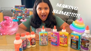 MAKING MAGIC ELMERS SLIME  How to make slime  Andreena’s World [upl. by Yhtomot209]