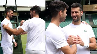 Djokovics Reaction When Alcaraz Came to His Training to Surprise Him  Wimbledon 2024 [upl. by Ennove]