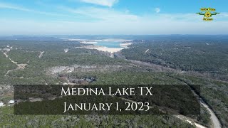 Drone View of Medina Lake TX Water Level 64 on January 1 2023 drought djimini3pro [upl. by Eerehc764]