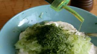 GreekFoodTv☼ Tzatziki  Greek Yogurt Cucumber Garlic Dip HD [upl. by Alleira]