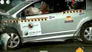 Crash Test  Nissan Tiida hatchback con airbags  Latin NCAP [upl. by Akerahs]