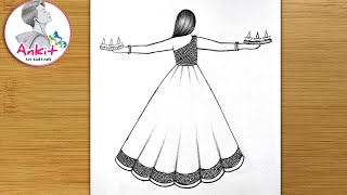 Beautiful Diwali Drawing Easy Diwali Festival Scenery Drawing Easy For Beginners [upl. by Pacifica]