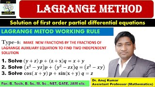 Lagrange Method for Partial Differential Equations  Lagrange Method PDE  Type 3 Questions [upl. by Nivloc104]