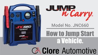 Jump Starting a Vehicle with the JumpNCarry JNC660 12V Jump Starter  Clore Automotive [upl. by Ycniuq]