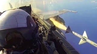 Cockpit View FA18C Hornet Fires AIM7 Sparrow Missile [upl. by Amias]