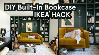 DIY BuiltIn Bookcase IKEA Hack  Home Office BuiltIn Bookshelves Project [upl. by Llenrag344]