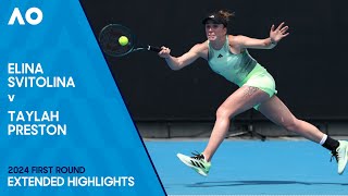 Elina Svitolina v Taylah Preston Extended Highlights  Australian Open 2024 First Round [upl. by Anima520]