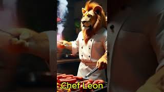 The beautiful lion grilling juicy sausages cooking aricoanimationviralshort [upl. by Allehc]