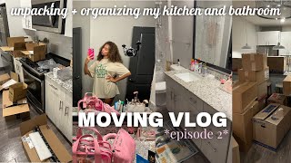 MOVING VLOG 02 🏡 unpacking amp organizing my new apartment  kitchen and bathroom 🫧 [upl. by Anial505]