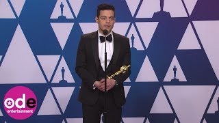 Oscars 2019 Rami Malek gets emotional while giving speech amp talks mental health [upl. by Akimak]