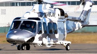 VIP Helicopter Camo Livery AgustaWestland AW139 Shutdown at New York Republic Airport [upl. by Romona]