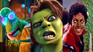 Michael Jackson Thriller and Shrek Thriller and Sing Thriller Comparison [upl. by Anelrad]