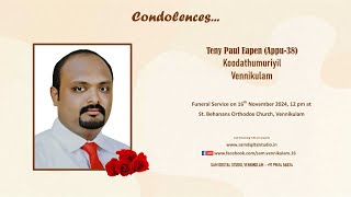 Funeral Service Live Streaming of Teny Paul Eapen Appu38 Koodathumuriyil Vennikulam [upl. by Rosenwald]