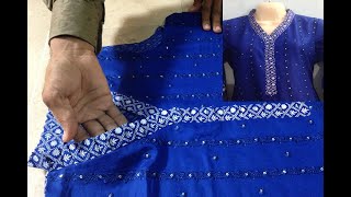 Chinese Collar neck Design With FrillEasy quotVquot neck Collar Cutting and Stitching [upl. by Gunar742]