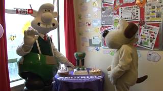 Wallace and Gromit Kick off Wrong Trousers Day at the Leicester Royal Infirmary [upl. by Acinehs705]