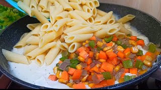 Recette Pâtes à la Sauce Blanche 😋 Aussi Crémeuses et Saveureuses 🔝👌 White Sauce Pasta Recipe [upl. by Symer339]