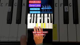 Swan Lake  Tchaikovsky Piano Tutorial with numbers pianolessons piano howtoplay [upl. by Nerac]