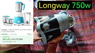 Longway super DLX 750W Mixer Grinder unboxing and review  Longway 750w [upl. by Rramo861]