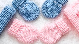 Easy knit baby mittens for baby boys and girls 06M and 612M EASY KNIT PATTERN knitting for baby [upl. by Dawn852]