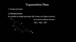 Trigonométrie plane triangle quelconque [upl. by Ahsinauj]