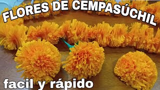 FLORES DE CEMPASÚCHIL GUIRNALDAS DE DIA DE MUERTOScomo hacer flores de CEMPASÚCHIL marigold [upl. by Hannus]