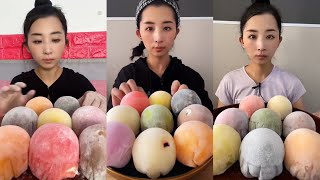 ASMR Dessert Mukbang 🍡  Soft Sticky Colored Mochis 디저트 먹방  Chewy Sounds [upl. by Azaria]