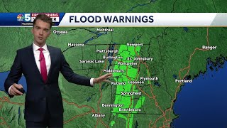 Flood warnings across Vermont as heavy rains continue [upl. by Lambrecht]