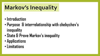 Markovs inequality  Introduction  Purpose  state amp prove  Applications  Limitations [upl. by Leiva]