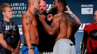 UFC 201 WeighIns Robbie Lawler vs Tyron Woodley Staredown [upl. by Dionysus]